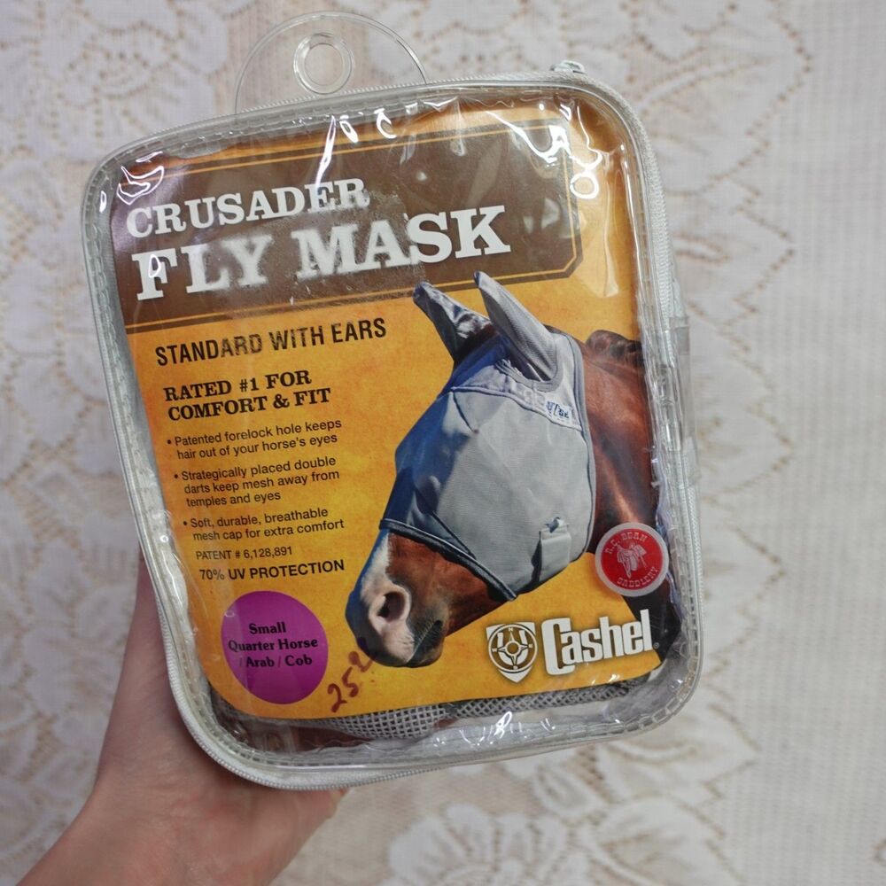 Crusader Fly Mask Size Small Quarter Horse Arab/Cob Unused Gray Cashel w/ Ears